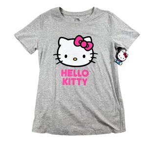 NWT Hello Kitty Women's XL Gray Graphic Tee Cotton Modal Cute Kawaii Girly Top